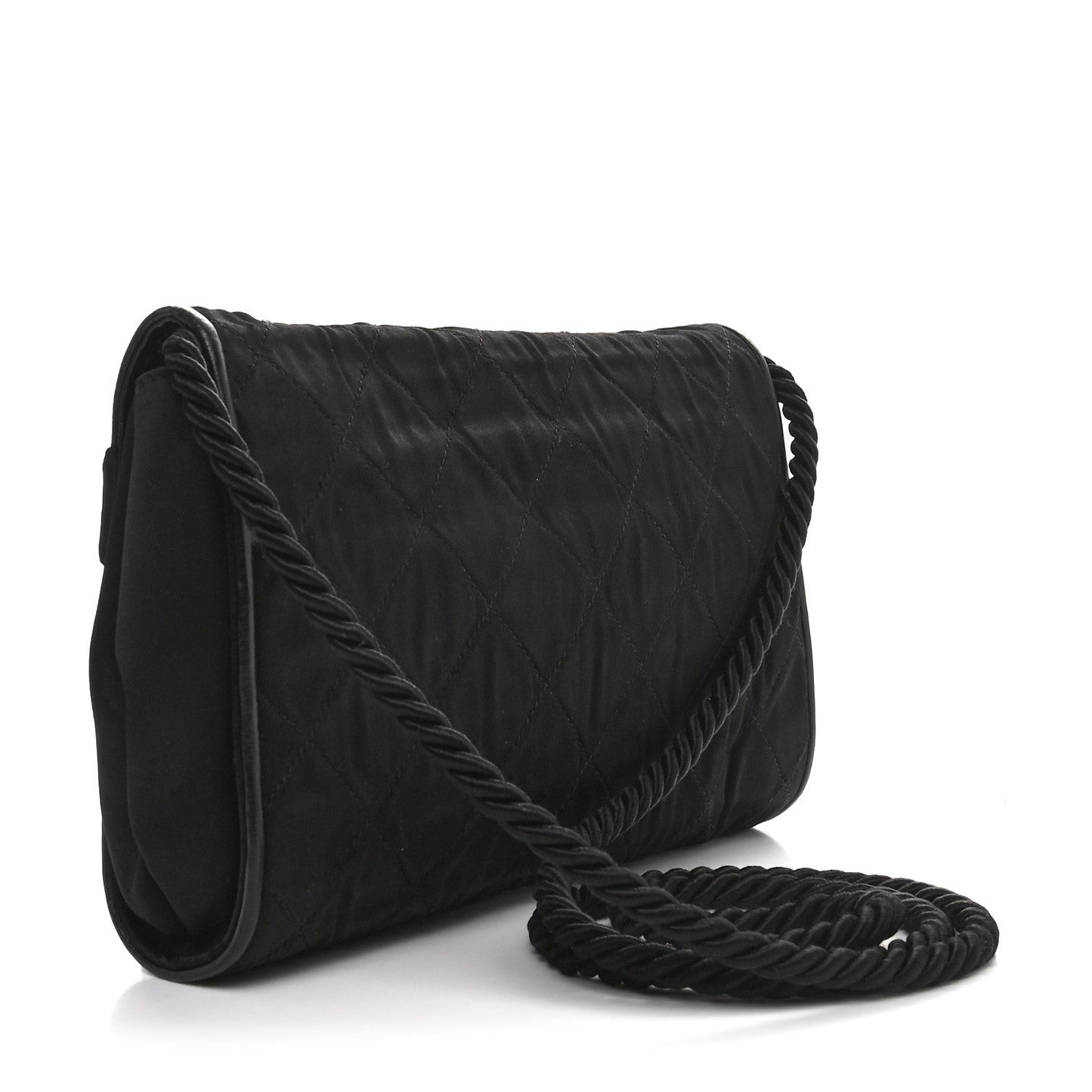 Fabric Quilted Crystal Envelope Small Flap Black