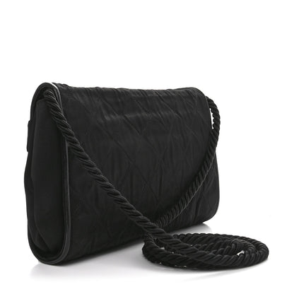 Fabric Quilted Crystal Envelope Small Flap Black