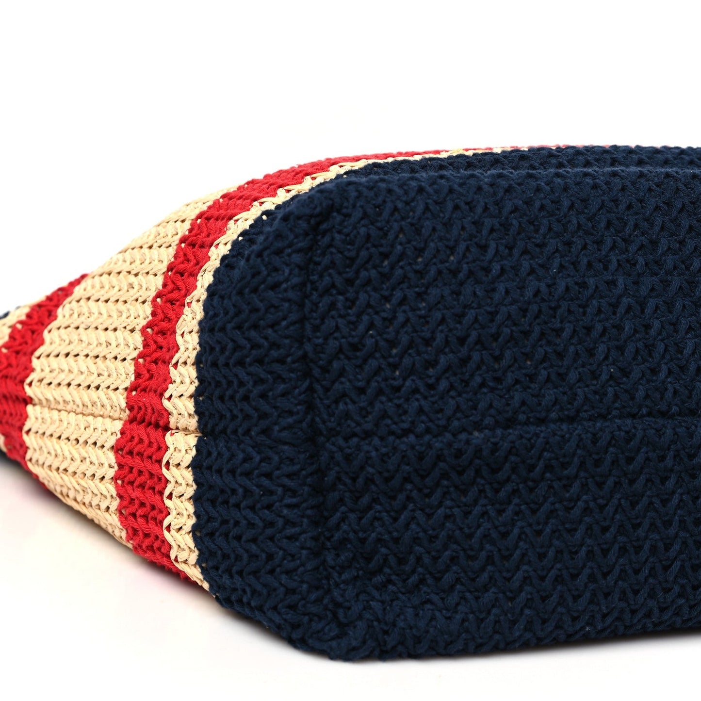 Raffia Crochet Stripe Tote Natural Blue