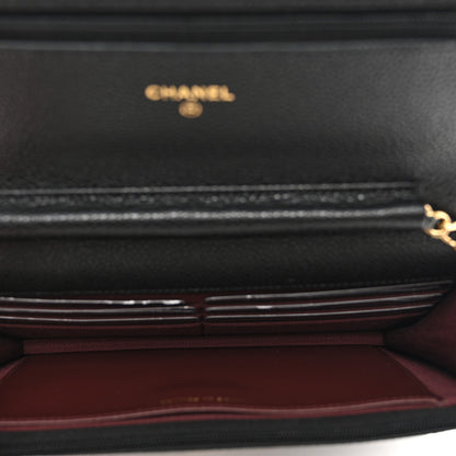 Caviar Quilted Wallet on Chain WOC Black