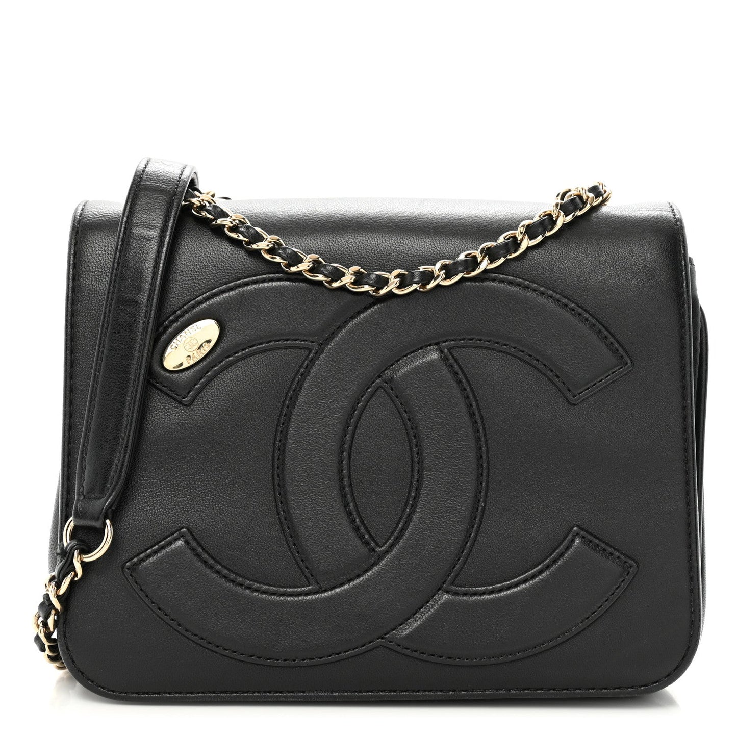 Lambskin CC Mania Flap Bag Black