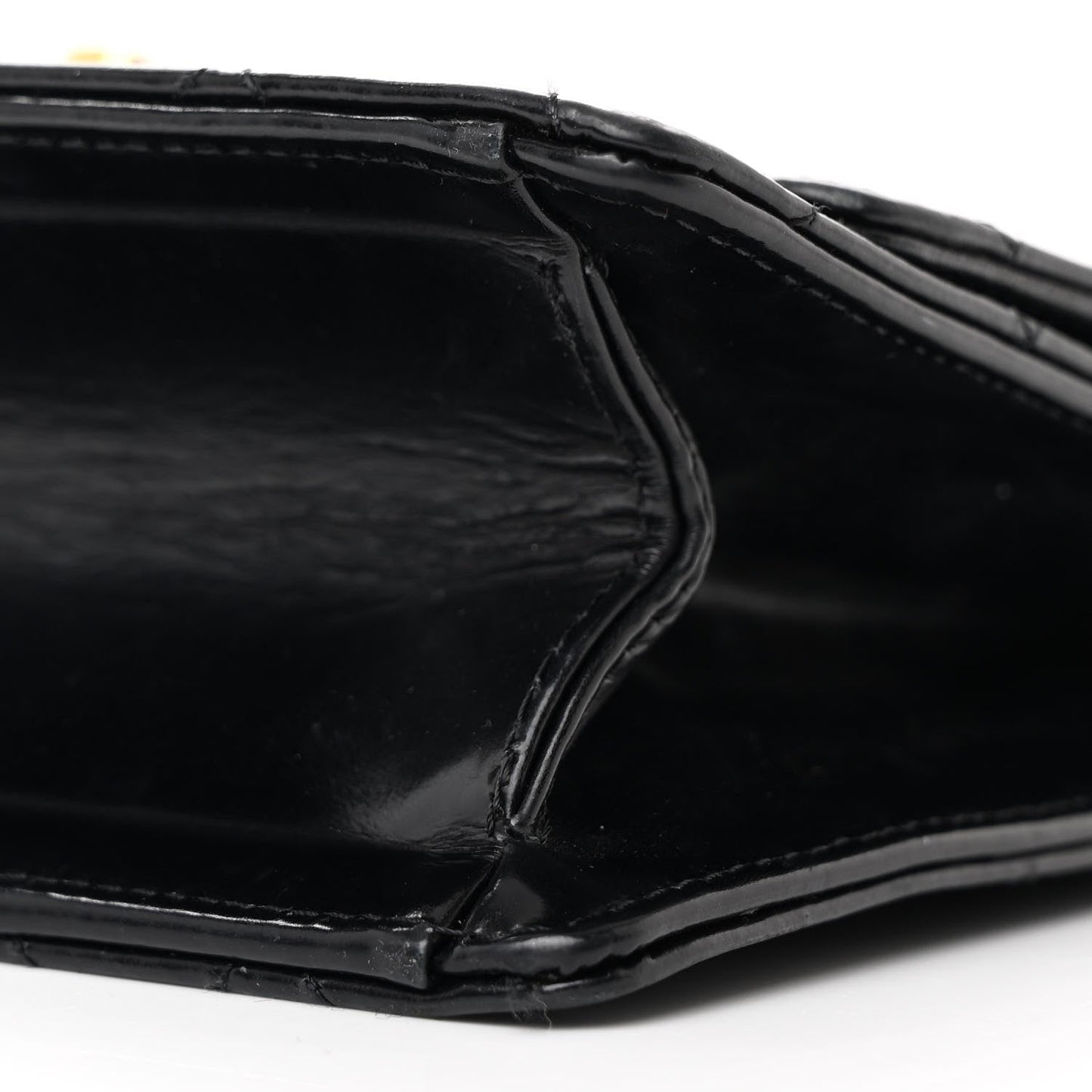 Patent Calfskin Quilted Mini Square Flap Black