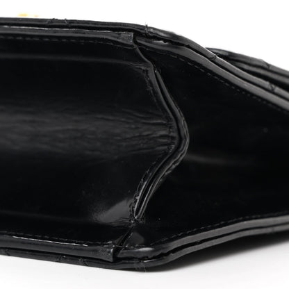 Patent Calfskin Quilted Mini Square Flap Black