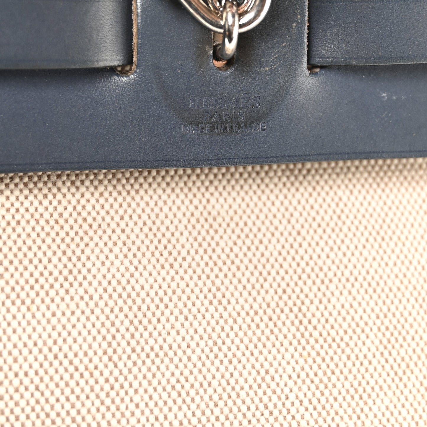Toile Vache Calfskin Herbag PM 30 Navy Bleu Natural