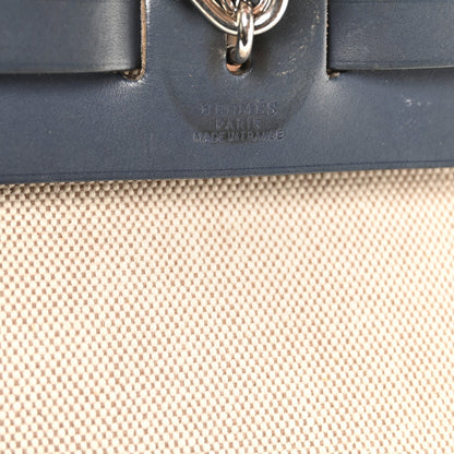 Toile Vache Calfskin Herbag PM 30 Navy Bleu Natural