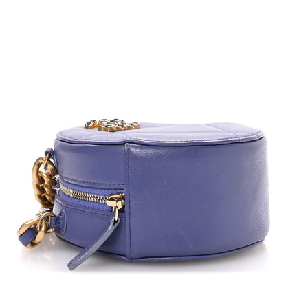 Lambskin Quilted Chanel 19 Round Clutch With Chain Purple