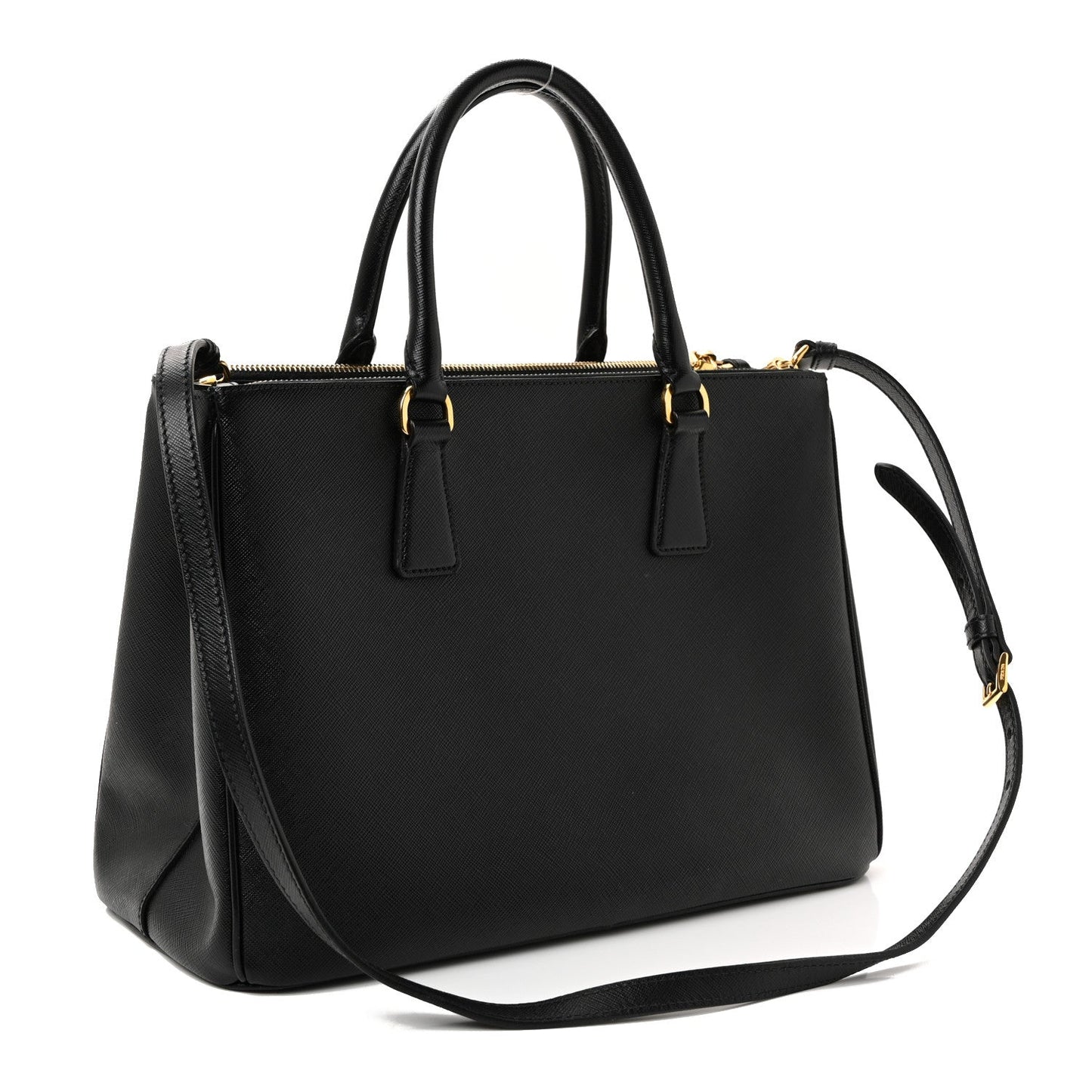 Saffiano Medium Galleria Double Zip Tote Black