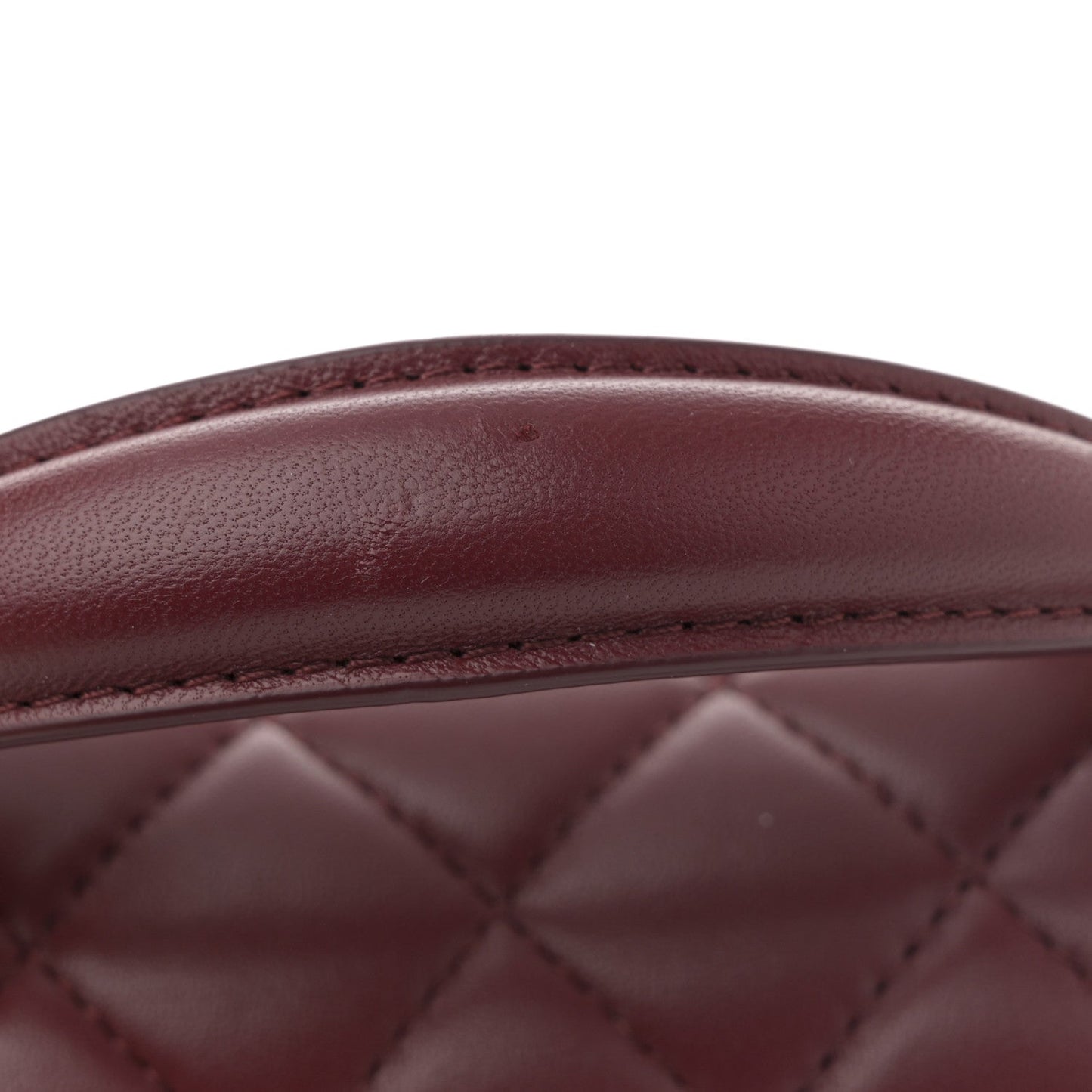 Lambskin Quilted Mini Top Handle Rectangular Flap Burgundy