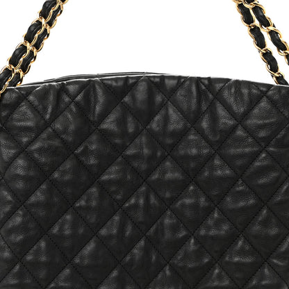 Calfskin Quilted Large Chain Me Hobo Black