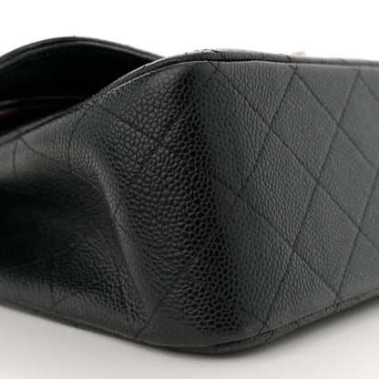 Caviar Quilted Jumbo Double Flap Black