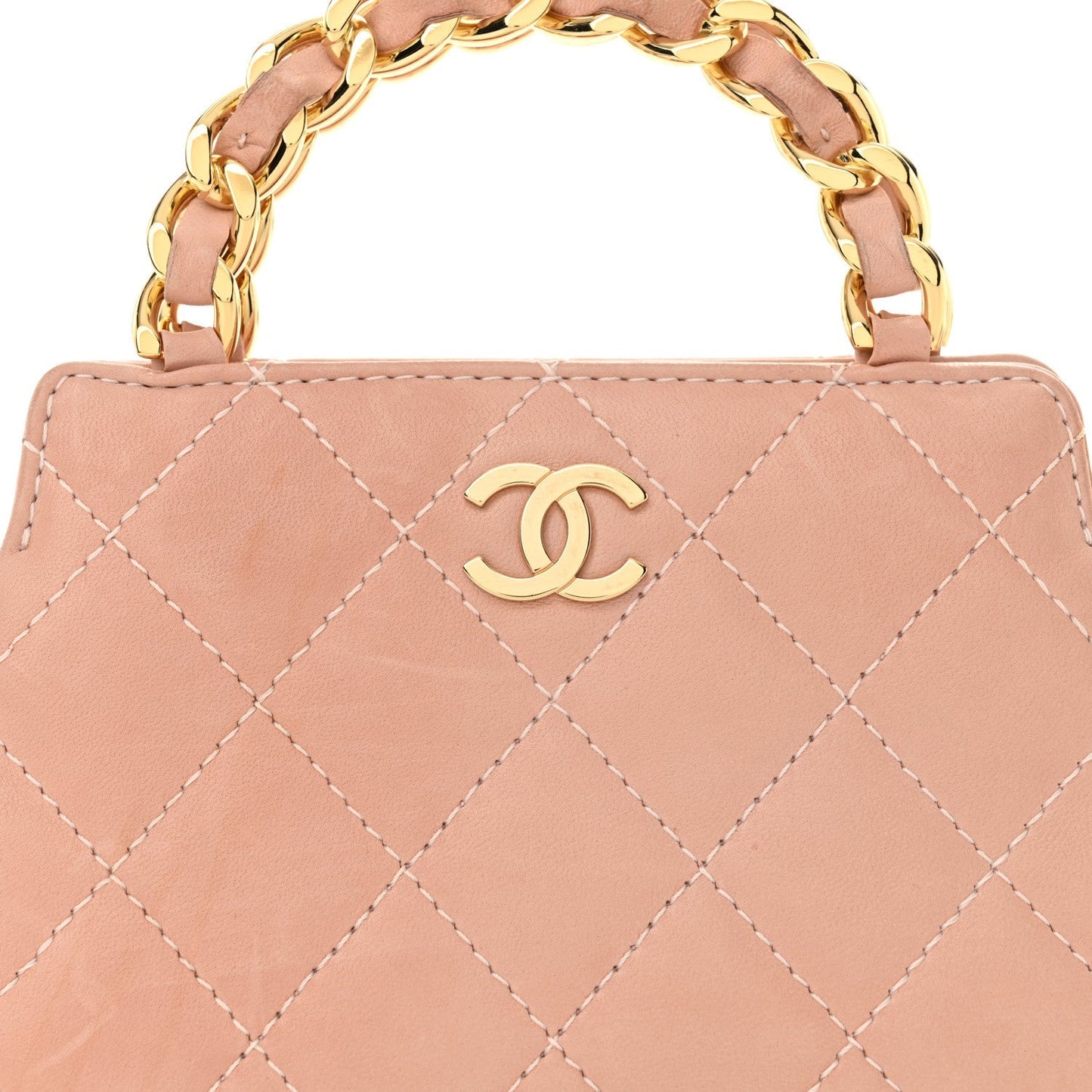 Lambskin Quilted Mini Evening Bag Pink