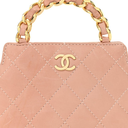 Lambskin Quilted Mini Evening Bag Pink