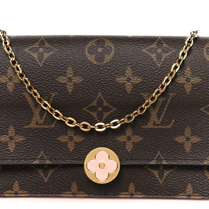 Monogram Flore Chain Wallet Rose Ballerine