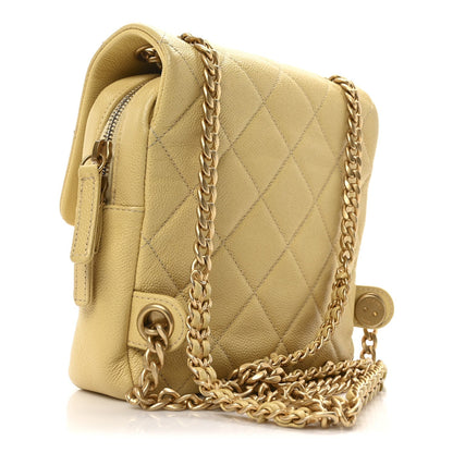 Shiny Caviar Quilted Chain Melody Backpack Yellow