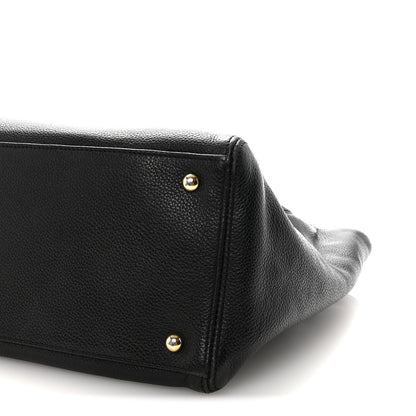 Calfskin Cerf Executive Shopper Tote Black