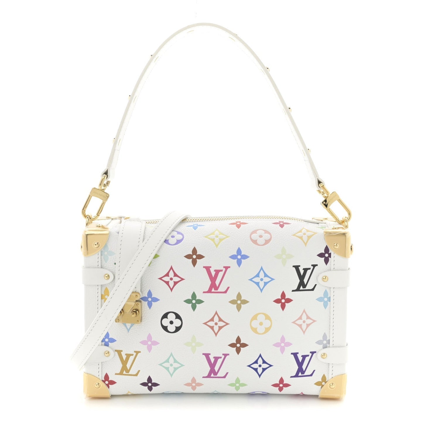 LV x TM Cowhide Monogram Multicolor Side Trunk MM White