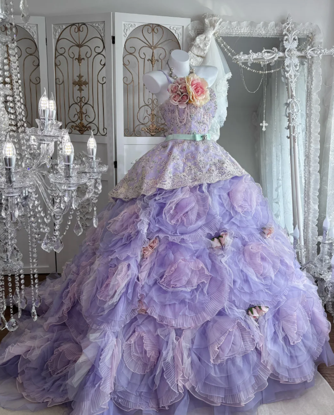 Ball Gown Lilac Sweet 16 Birthday Dress Prom Party Dress Evening Dress