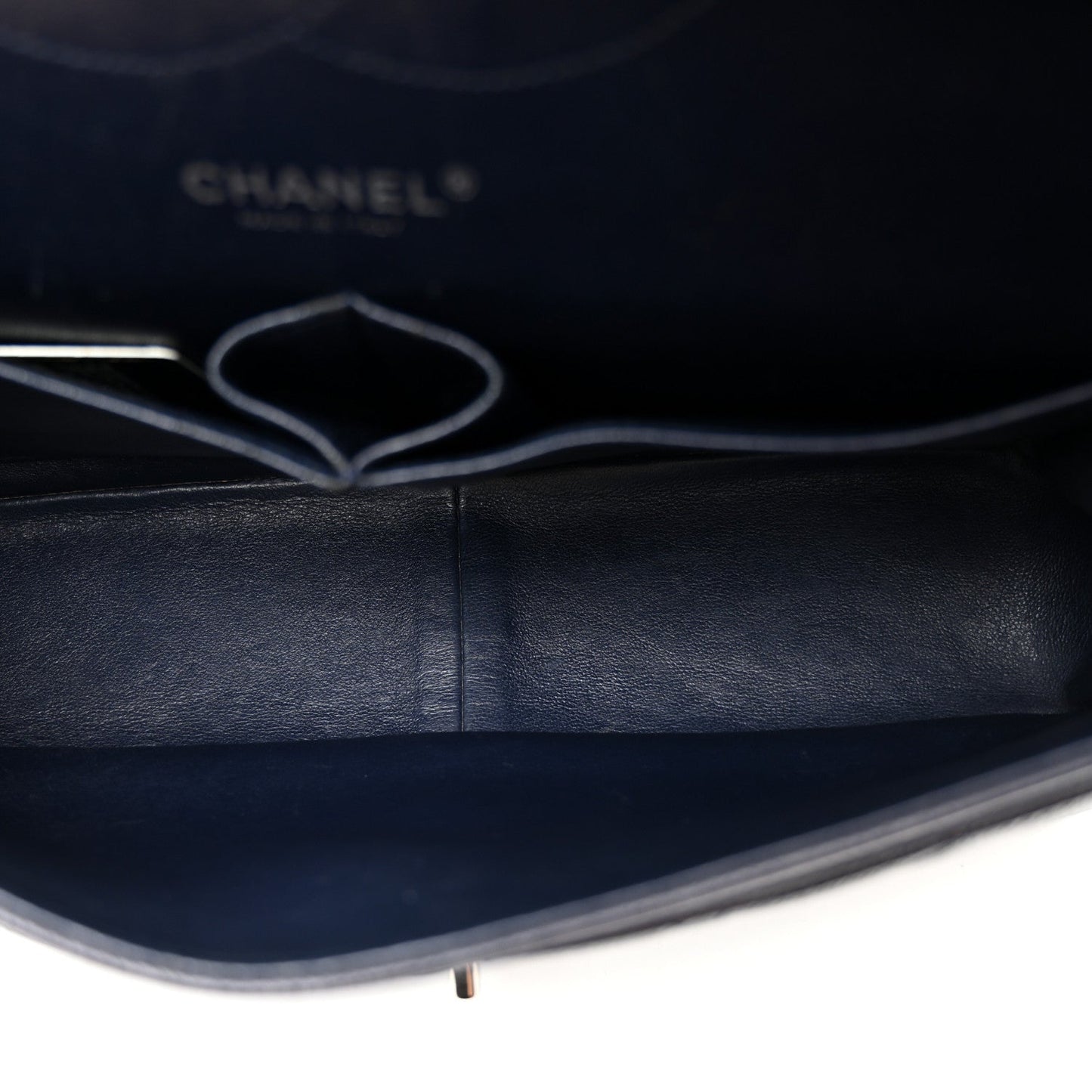 Caviar Quilted Jumbo Double Flap Navy Blue