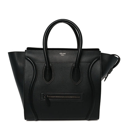 Drummed Calfskin Mini Luggage Black