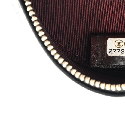 Lambskin Quilted Round Clutch With Chain Black