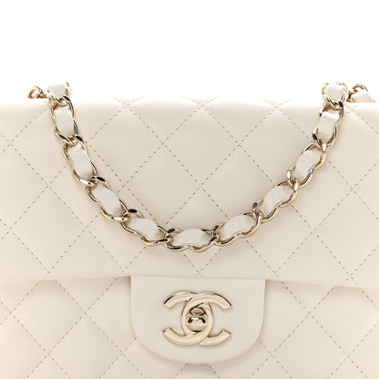 Lambskin Quilted Mini Rectangular Flap White