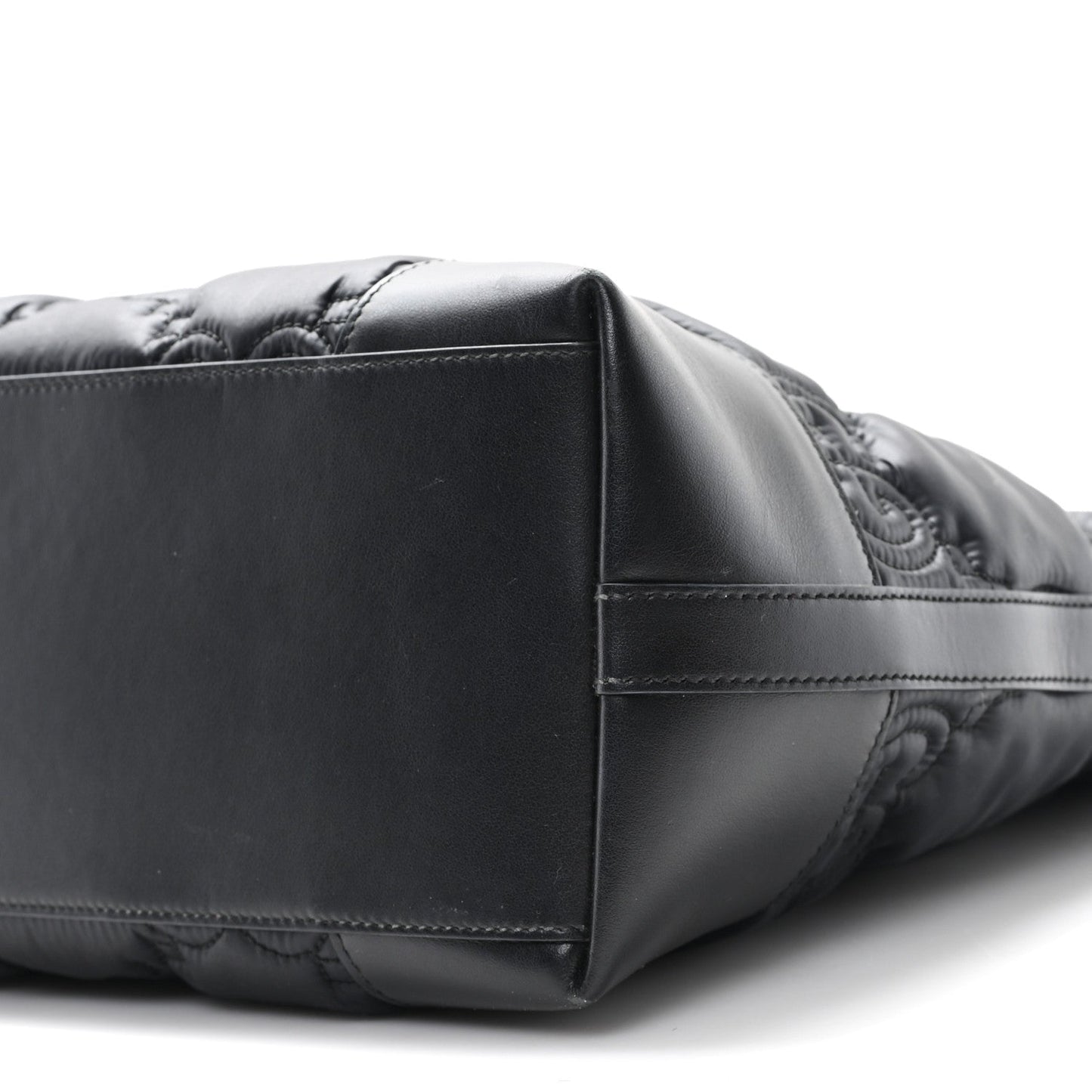 Nylon Calfskin Enamel GG Matelasse Medium Ophidia Shopping Tote Black