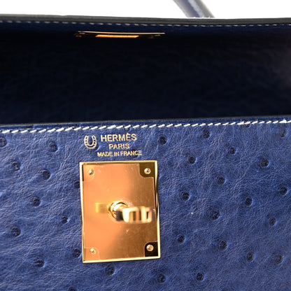 Ostrich Horseshoe Kelly Sellier 28 Bleu Iris