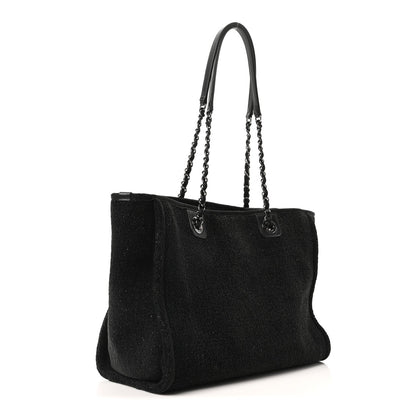 Lurex Canvas Small Deauville Tote Black
