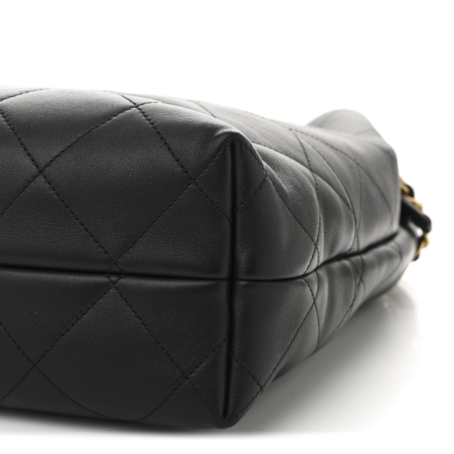 Calfskin Stitched Hobo Black