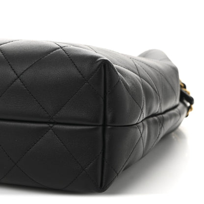 Calfskin Stitched Hobo Black