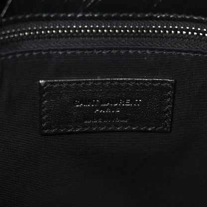 Crinkled Calfskin Matelasse Monogram Large Niki Chain Satchel Black