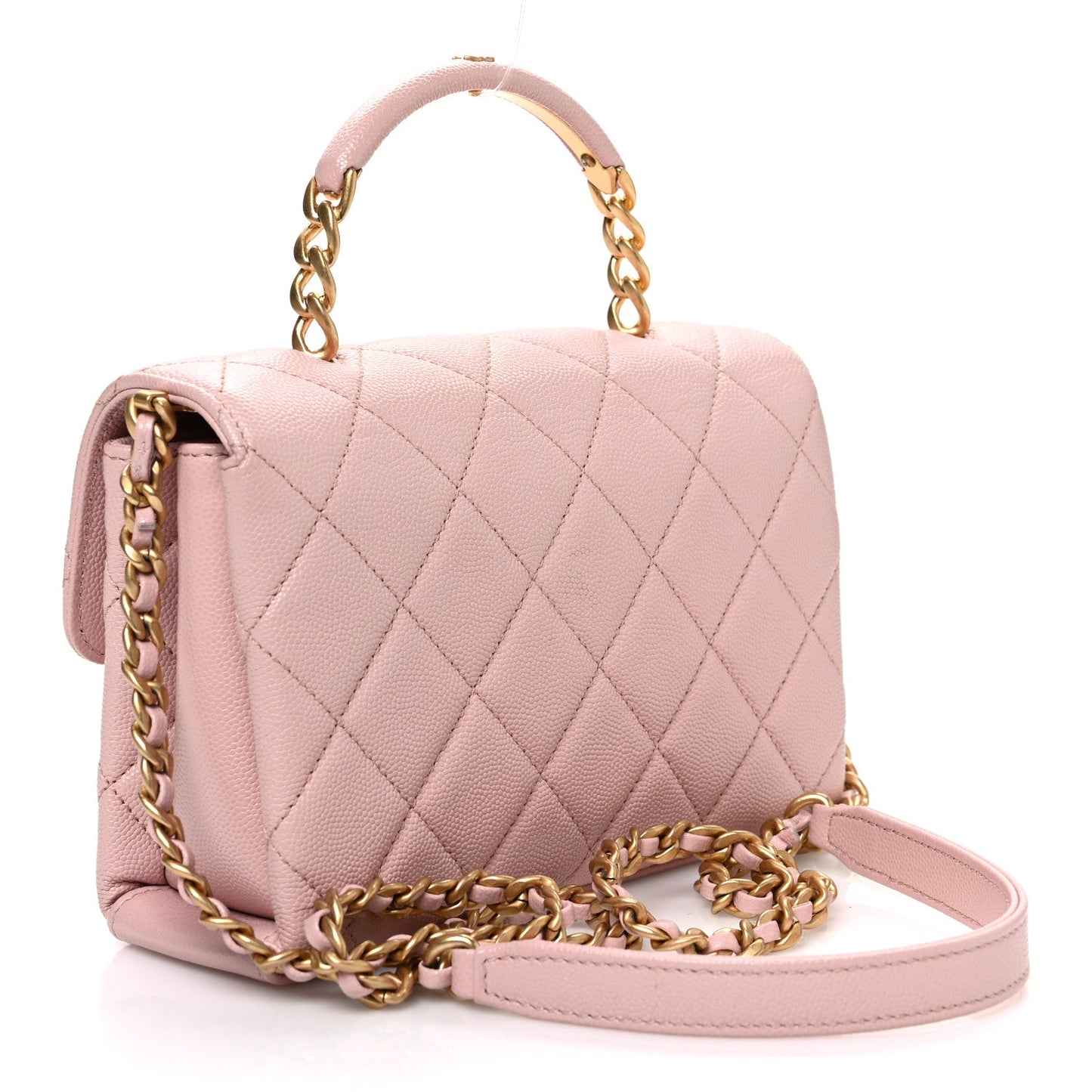 Caviar Quilted Small Carry Me Top Handle Flap Pink