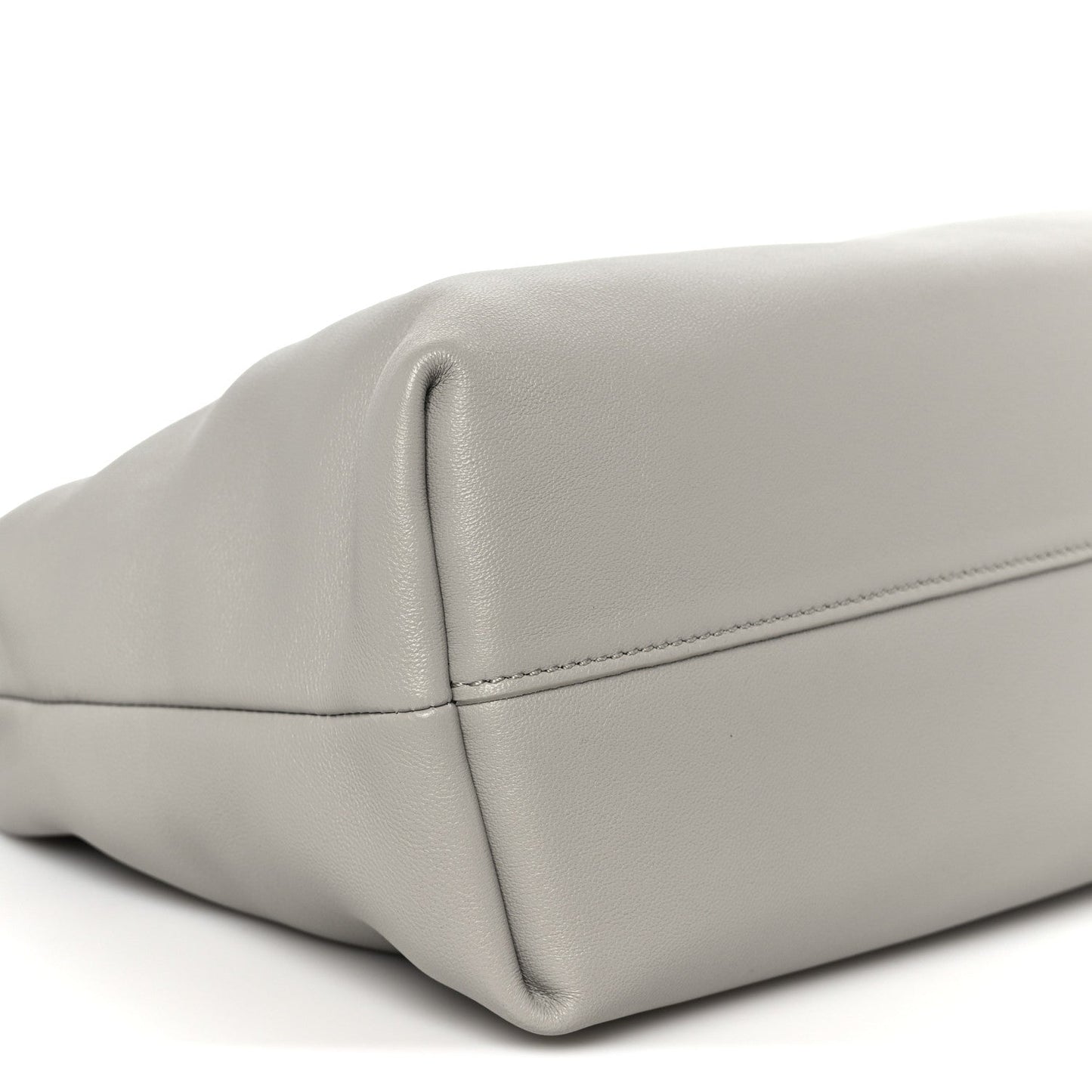 Mellow Nappa Donut Chain Medium Flamenco Knot Clutch Shell Grey
