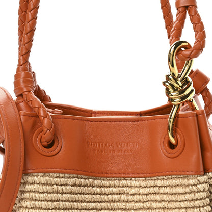 Raffia Nappa Small Parachute Shoulder Bag Natural Burned Orange