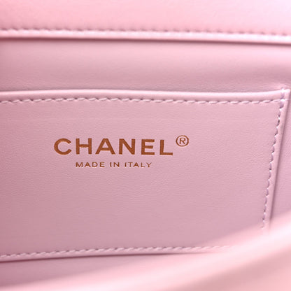 Lambskin Quilted Pearl Small Flap Light Purple