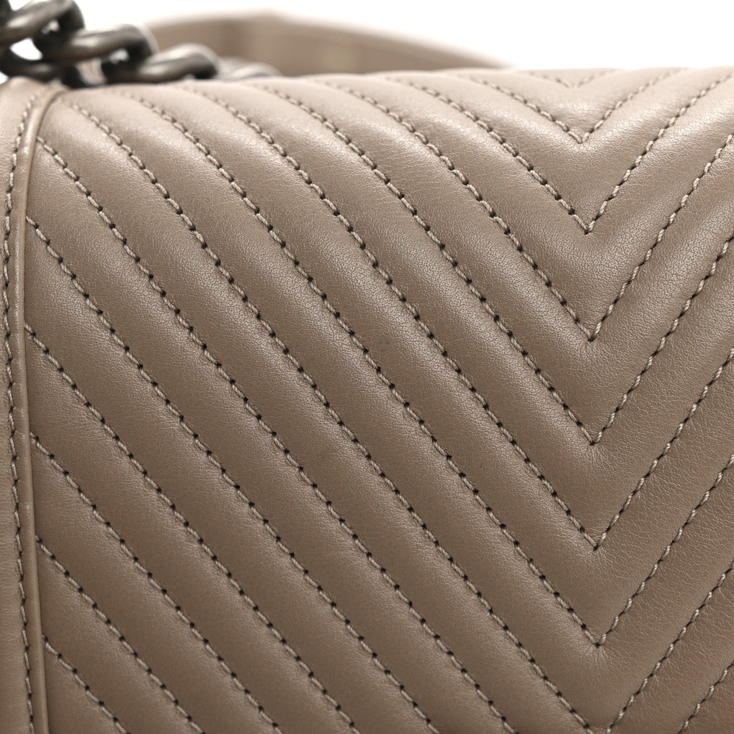 Calfskin Chevron Quilted Small Boy Flap Dark Beige