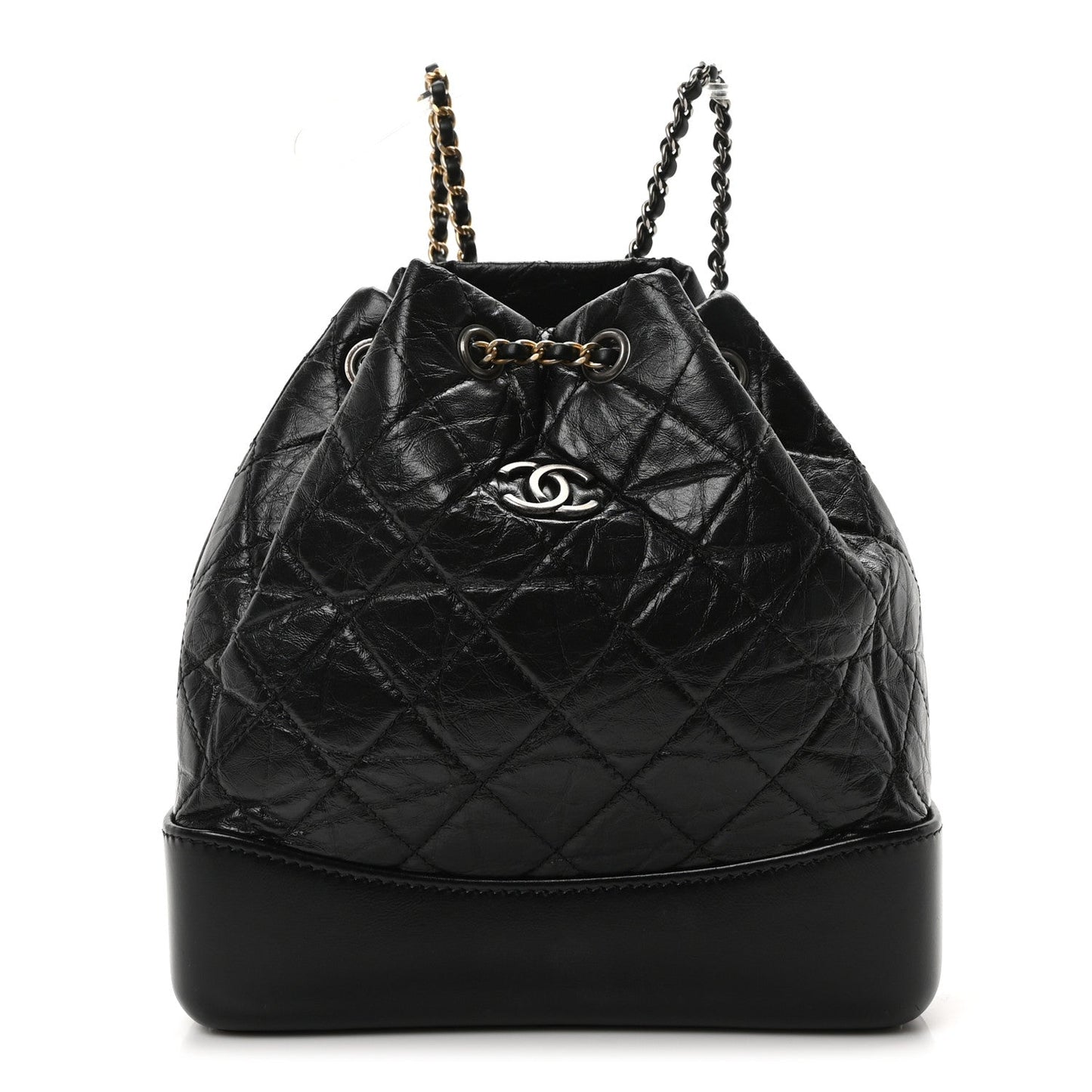 Aged Calfskin Quilted Small Gabrielle Backpack Black