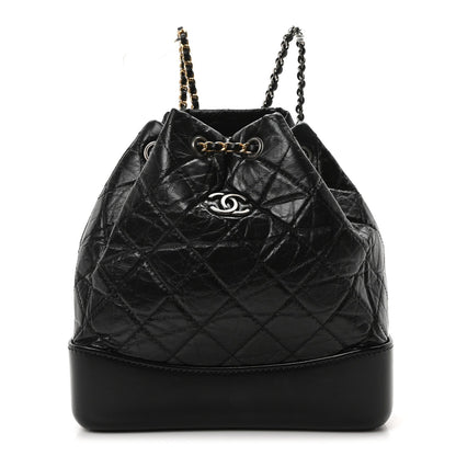 Aged Calfskin Quilted Small Gabrielle Backpack Black