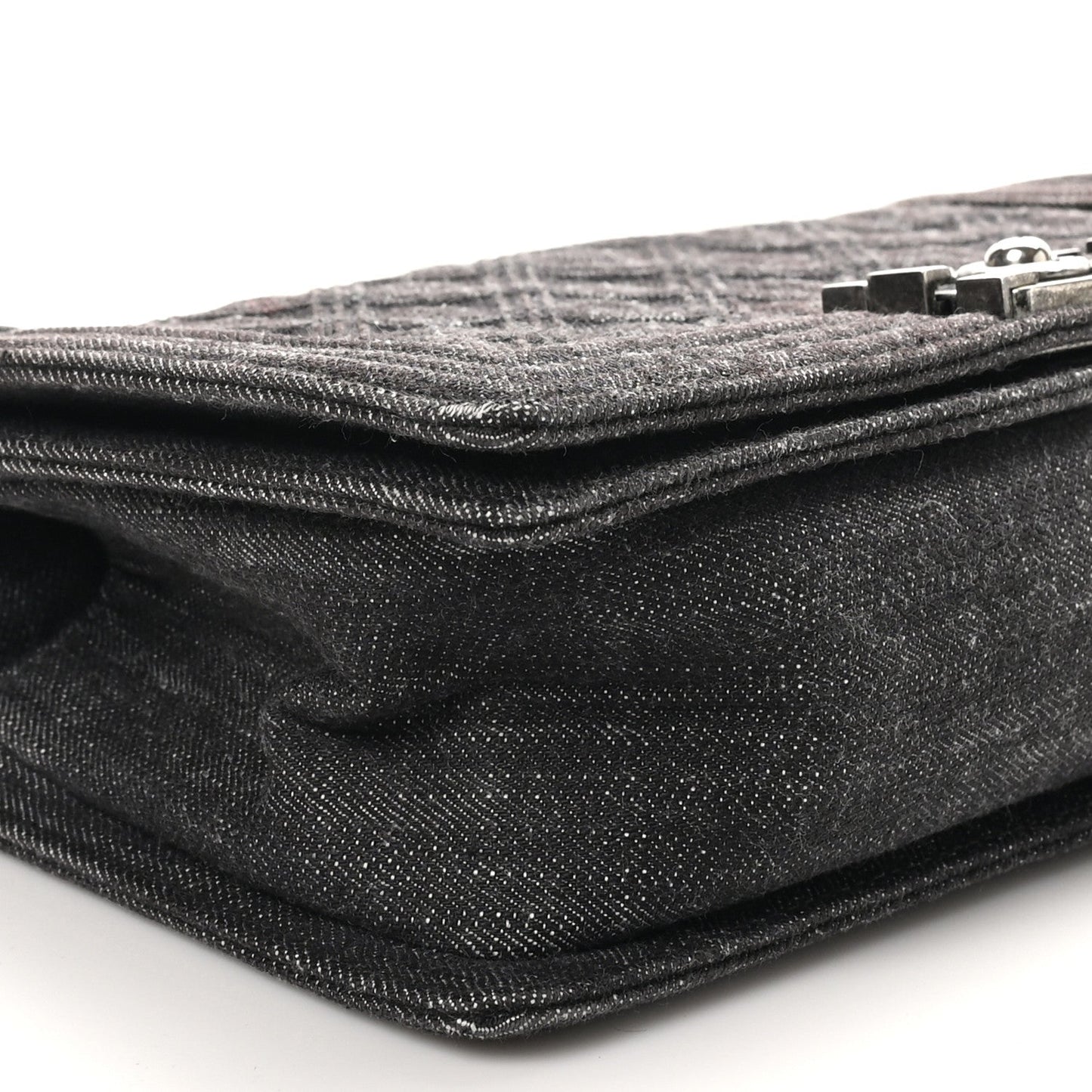 Denim Quilted Medium Boy Flap Black