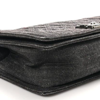 Denim Quilted Medium Boy Flap Black