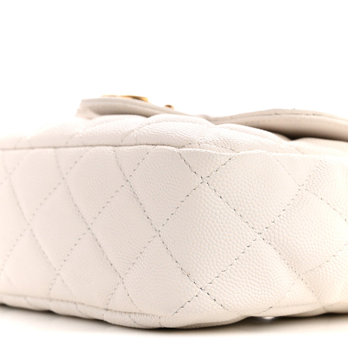 Caviar Quilted Small Wavy CC Hobo White