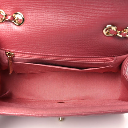 Calfskin Chevron Quilted Mini Statement Flap Pink