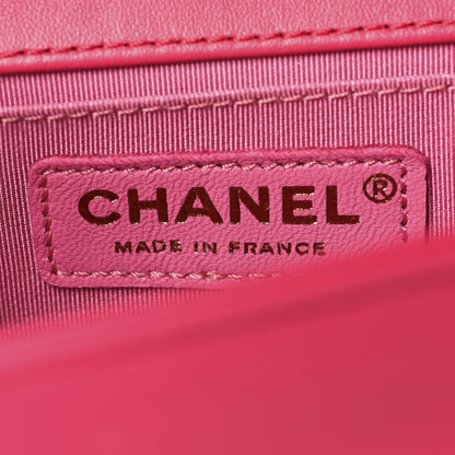 Lambskin Quilted Medium Boy Flap Fuchsia