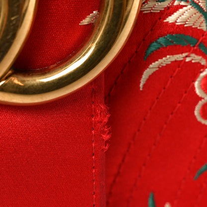 Jacquard Matelasse Floral Medium GG Marmont Shoulder Bag Red