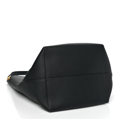 Grained Calfskin Medium N/S Hook Tote Black