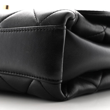 Lambskin Quilted CC Crystal Logo Chain Flap Black