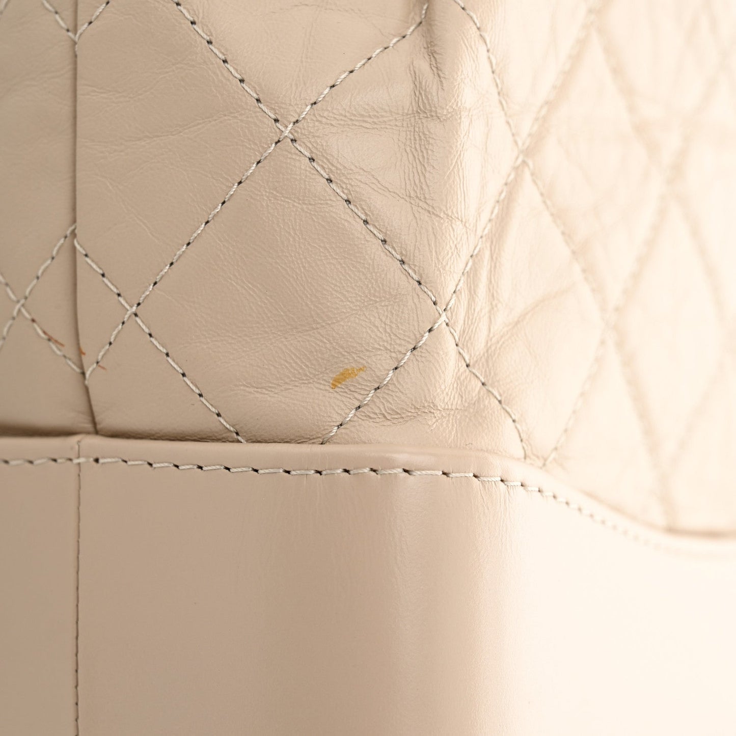 Aged Calfskin Quilted Small Gabrielle Backpack Beige