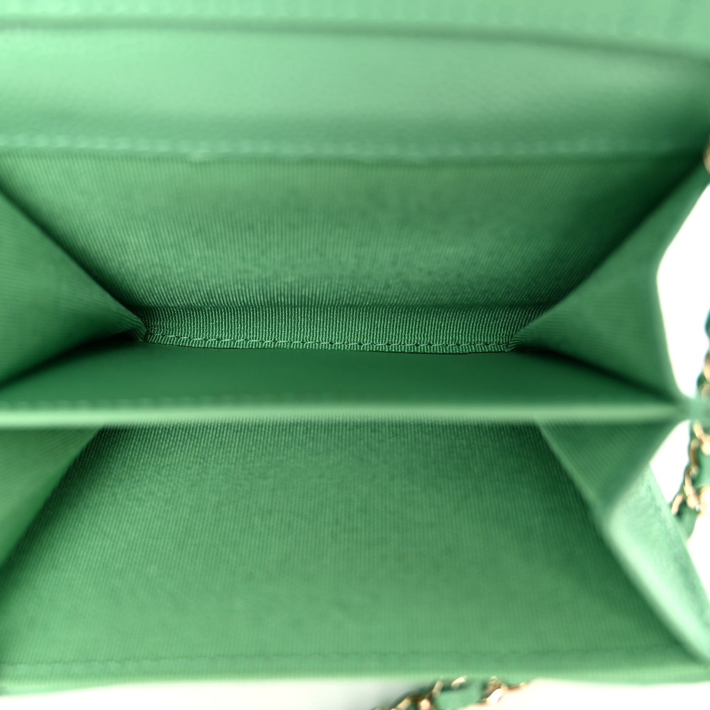 Caviar Quilted Flap Card Holder On Chain Light Green