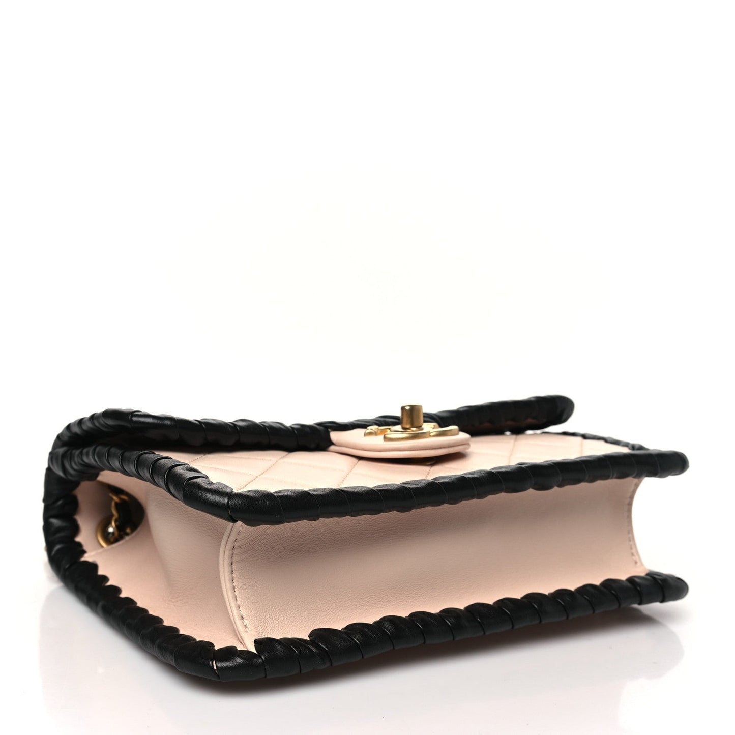 Braided Calfskin My Own Frame Flap Light Beige Black