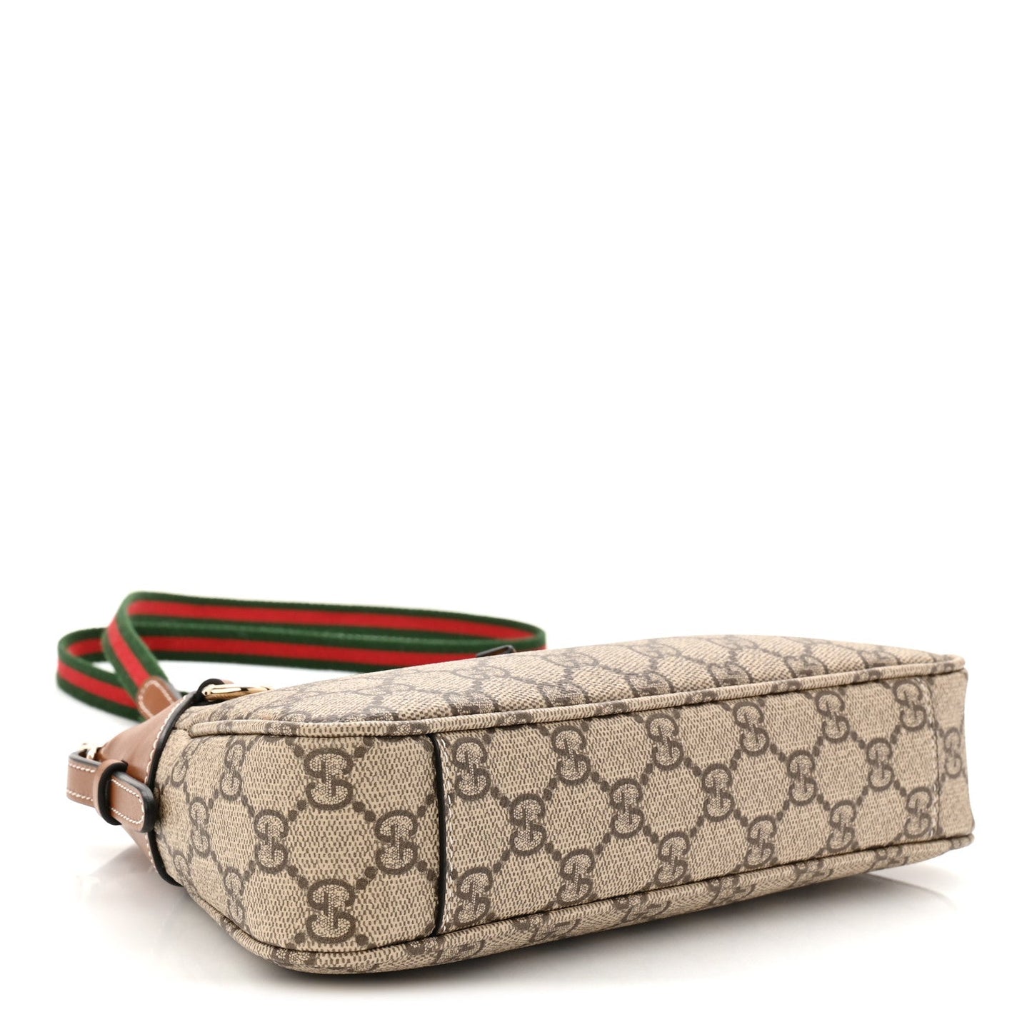 GG Supreme Monogram Textured Calfskin Small Emblem Shoulder Bag Beige Dark Brown